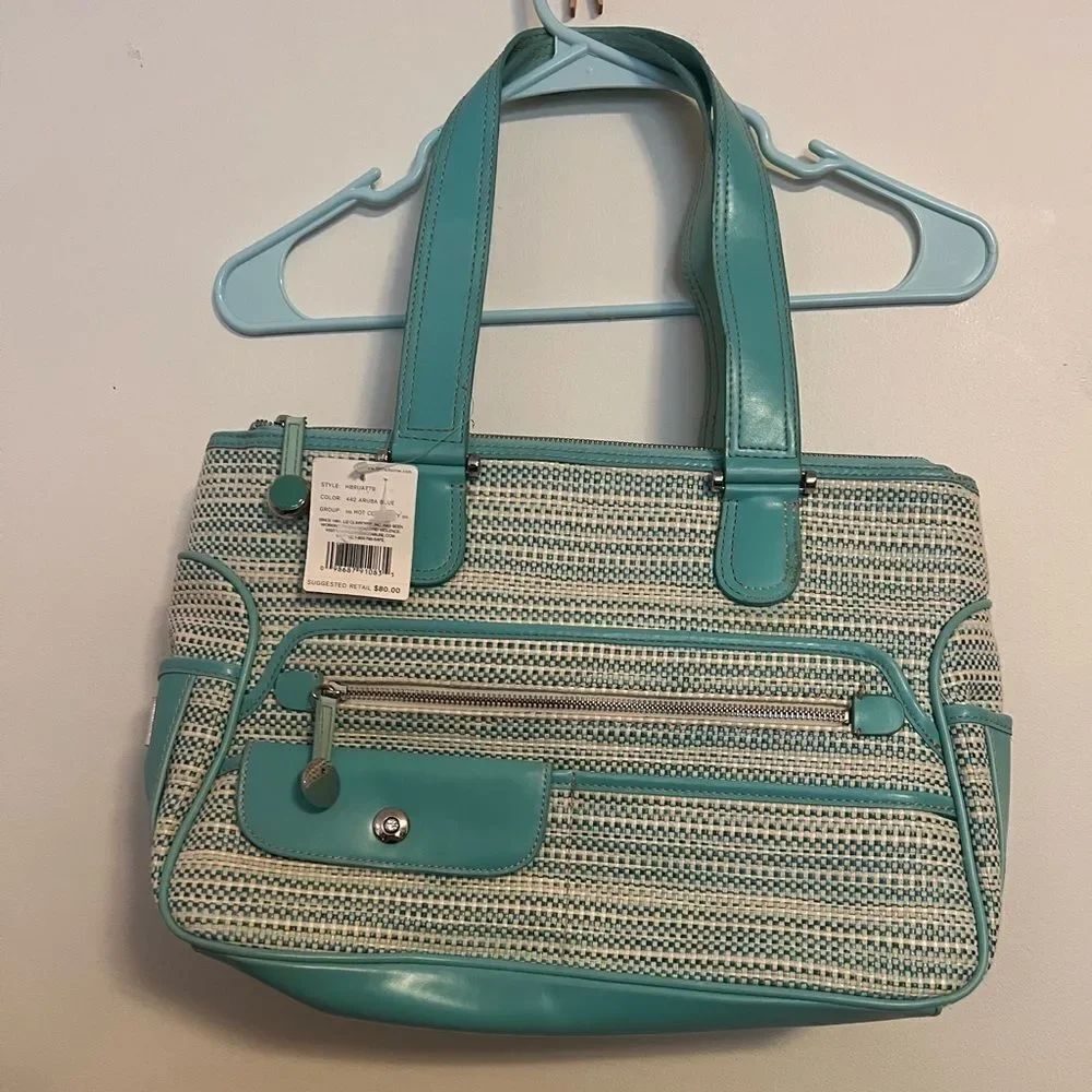 Vintage Liz Claiborne Turquoise and White Shoulder Bag